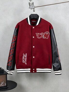 Off-White × AC Milan Collaboration Varsity Jacket